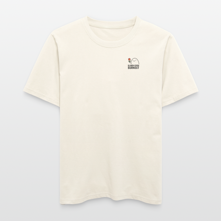 Relaxed Fit Shirt „Blumen gegen Burnout“ | Bio-Baumwolle, Unisex, Nachhaltige Produktion - Naturweiß 