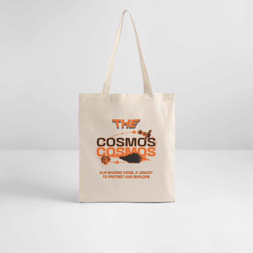THE COSMOS Jutebeutel | Eco Tote Bag mit Space‑Design - Weißgrau