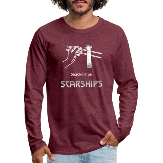 Snacking on Starships - Premium Long Sleeve - Bordeauxrot meliert