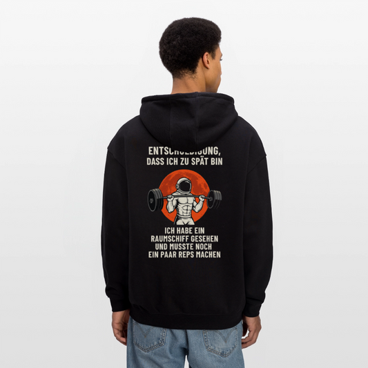 Lusitger Unisex Oversized Hoodie Astronaut Gym | Gemütlicher Premium Hoodie Spruch „Ich habe ein Raumschiff “ - Schwarz