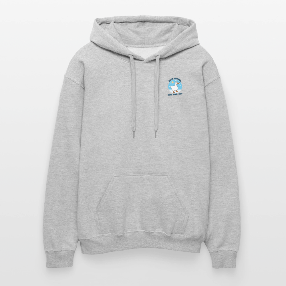 Lustiger Premium-Kapuzenpullover „Duck Around and Find Out“ | Unisex Midweight Hoodie - Hellgrau meliert