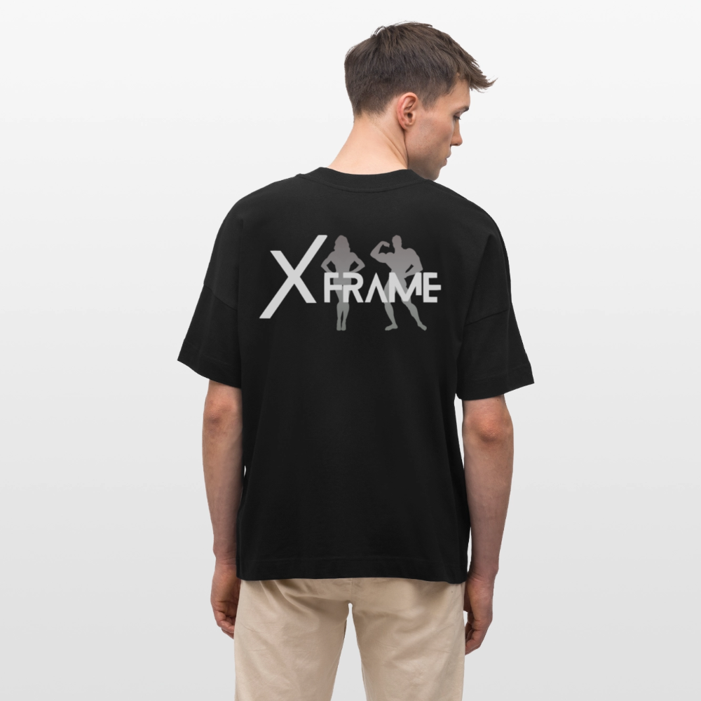 XFRAME Oversized Shirt Unisex | Premium Fitness T-Shirt mit Bodybuilding-Silhouette (Dunkler Stoff) - Schwarz