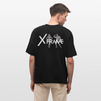 XFRAME Oversized Shirt Unisex | Premium Fitness T-Shirt mit Bodybuilding-Silhouette (Dunkler Stoff) - Schwarz
