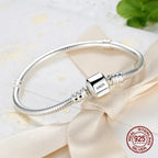 925 Sterling Silber Schlangenarmband für Damen – Handgemachtes Snake Chain Charm-Armband mit sicherem Magnetverschluss