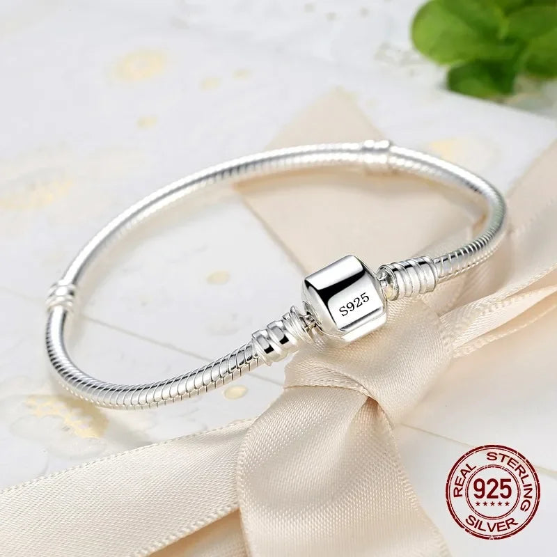 925 Sterling Silber Schlangenarmband für Damen – Handgemachtes Snake Chain Charm-Armband mit sicherem Magnetverschluss