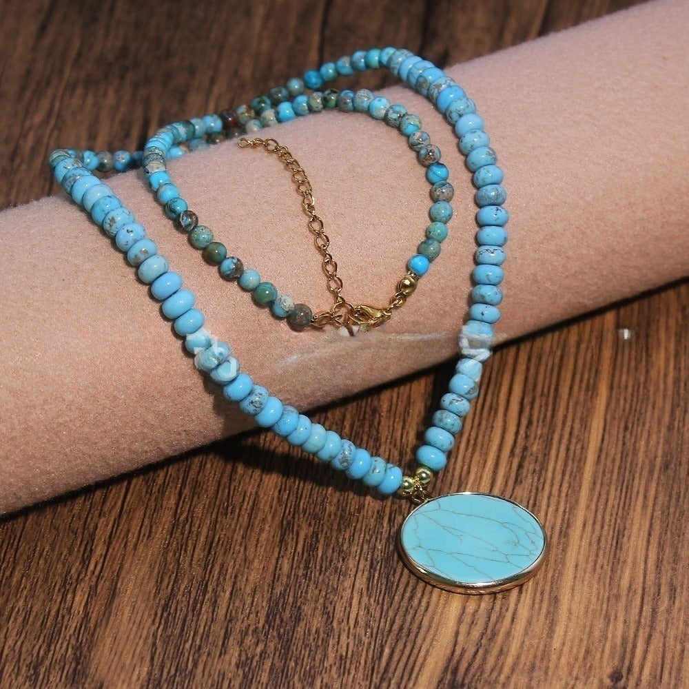 Lapis Lazuli Damen Halskette | Runde Achat-Perlen & Anhänger in mehreren Farben, Handgefertigt