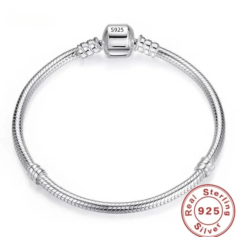 925 Sterling Silber Schlangenarmband für Damen – Handgemachtes Snake Chain Charm-Armband mit sicherem Magnetverschluss