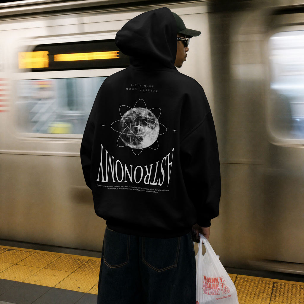 Premium Hoodie "Astronomy" – Mond-Print Unisex Hoodie