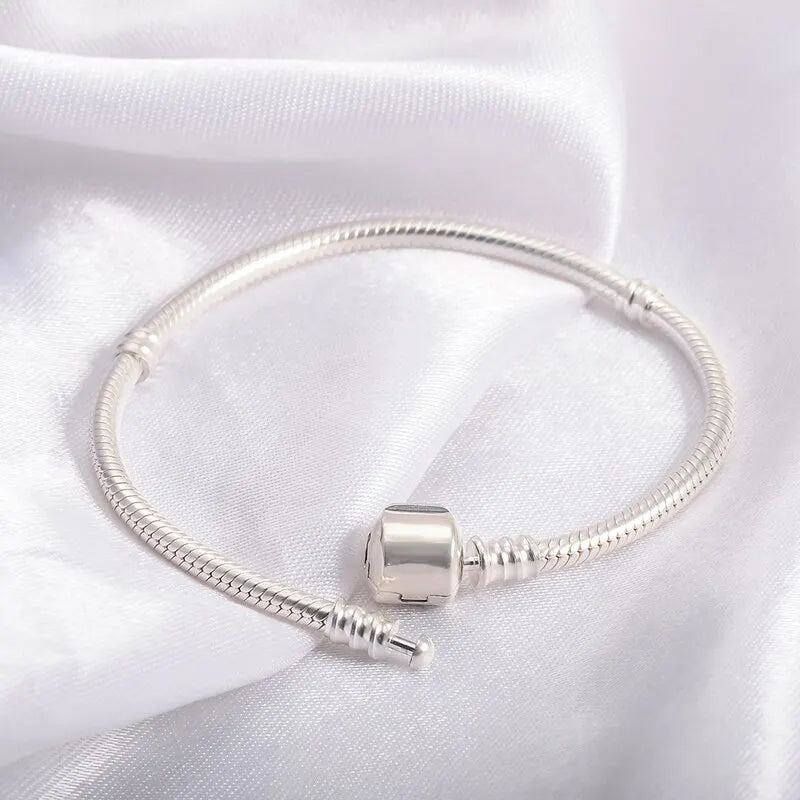 925 Sterling Silber Schlangenarmband für Damen – Handgemachtes Snake Chain Charm-Armband mit sicherem Magnetverschluss