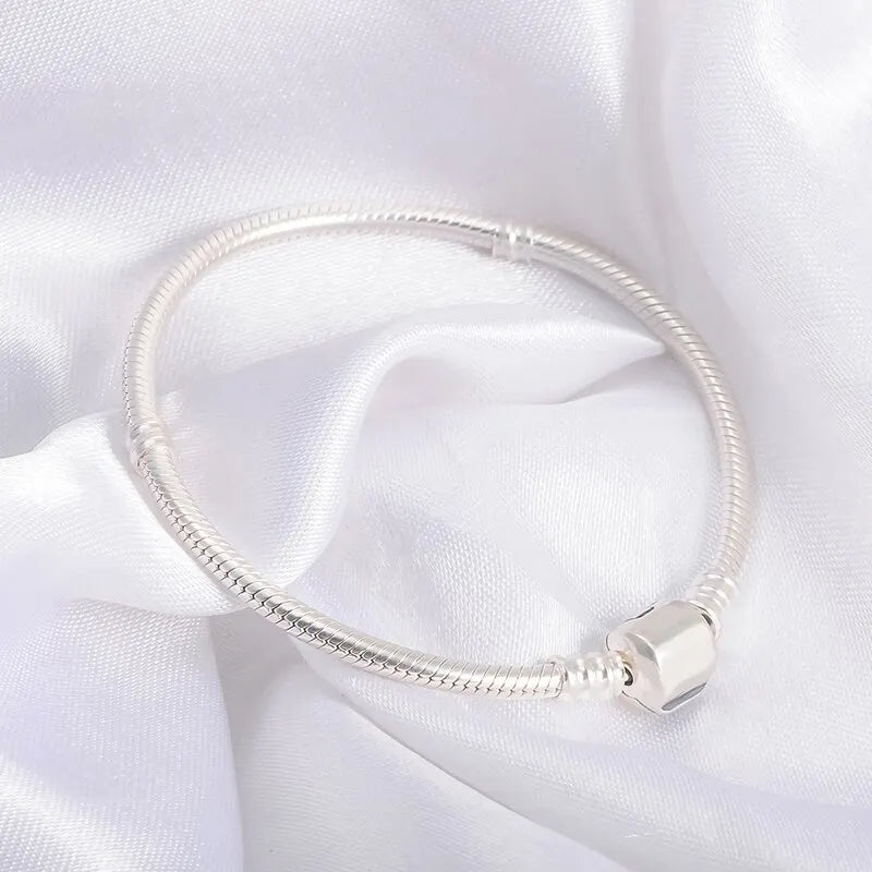 925 Sterling Silber Schlangenarmband für Damen – Handgemachtes Snake Chain Charm-Armband mit sicherem Magnetverschluss