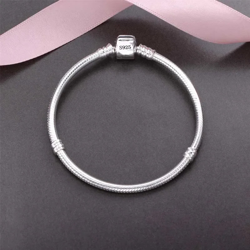 925 Sterling Silber Schlangenarmband für Damen – Handgemachtes Snake Chain Charm-Armband mit sicherem Magnetverschluss