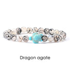 Tigerauge Armband mit Türkis-Schildkröte - Naturstein Bracelet für Damen & Herren im maritimen Boho-Stil
